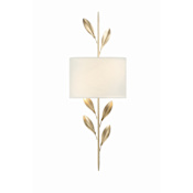 Crystorama Lighting Group Broche 2 Light 24" Tall Wall Sconce with Silk Shade Antique Gold