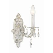 Crystorama Lighting Group Paris Market 10" Tall Wall Sconce with Hand Cut Crystal Accents Antique White