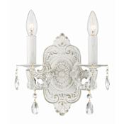 Crystorama Lighting Group Paris Market 2 Light 10" Tall Wall Sconce with Swarovski Spectra Crystal Accents Antique White