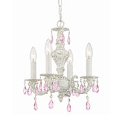 Crystorama Lighting Group Paris Market 4 Light 14" Wide Crystal Pendant with Rose-Colored Hand Cut Crystal Accents Antique White