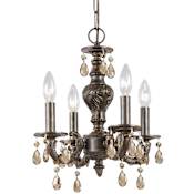 Crystorama Lighting Group Paris Market 4 Light 14" Wide Crystal Pendant with Golden Teak Hand Cut Crystal Accents Venetian Bronze
