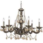 Crystorama Lighting Group Paris Market 6 Light 28" Wide Crystal Chandelier with Golden Teak Hand Cut Crystal Accents Venetian Bronze