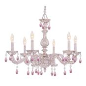 Crystorama Lighting Group Paris Market 6 Light 28" Wide Crystal Chandelier with Rose-Colored Hand Cut Crystal Accents Antique White