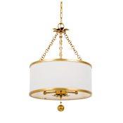 Crystorama Lighting Group Broche 3 Light 14" Wide Pendant with Silk Shade Antique Gold