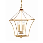 Crystorama Lighting Group Broche 4 Light 16" Wide Taper Candle Pendant Antique Gold