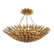 Crystorama Lighting Group Broche 6 Light 25" Wide Semi-Flush Bowl Ceiling Fixture with Metal Shade Antique Gold