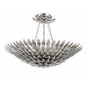 Crystorama Lighting Group Broche 6 Light 25" Wide Semi-Flush Bowl Ceiling Fixture with Metal Shade Antique Silver