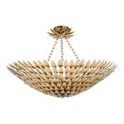 Crystorama Lighting Group Broche 8 Light 30" Wide Semi-Flush Bowl Ceiling Fixture with Metal Shade Antique Gold
