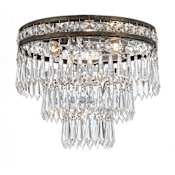 Crystorama Lighting Group Mercer 3 Light 12" Wide Flush Mount Waterfall Ceiling Fixture with Hand Cut Crystal Accents English Bronze