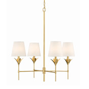 Crystorama Lighting Group Broche 4 Light 28" Wide Chandelier with Silk Shades Antique Gold