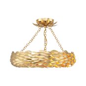 Crystorama Lighting Group Broche 18" Wide 6 Light Semi-Flush Ceiling Fixture with LED Bulbs Antique Gold