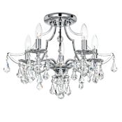 Crystorama Lighting Group Cedar 5 Light 19" Wide Semi-Flush Ceiling Fixture with Swarovski Strass Crystal Accents Polished Chrome