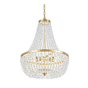 Crystorama Lighting Group Rylee 6 Light 19" Wide Crystal Empire Chandelier with Crystal Beads Antique Gold