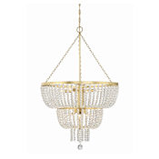 Crystorama Lighting Group Rylee 8 Light 25" Wide Crystal Waterfall Chandelier Antique Gold