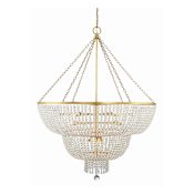 Crystorama Lighting Group Rylee 15 Light 49" Wide Beaded Waterfall Chandelier Antique Gold
