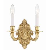 Crystorama Lighting Group Cast Brass Wall Mount 2 Light 10" Tall Wall Sconce Polished Brass
