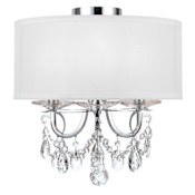 Crystorama Lighting Group Othello 3 Light 14" Wide Semi-Flush Drum Ceiling Fixture with a Silk Shade Polished Chrome