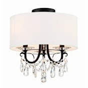 Crystorama Lighting Group Othello 3 Light 14" Wide Semi-Flush Drum Ceiling Fixture with a Silk Shade Matte Black