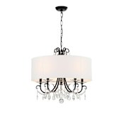 Crystorama Lighting Group Othello 5 Light 24" Wide Crystal Drum Chandelier with Silk Shade and Hand Cut Crystal Accents Matte Black