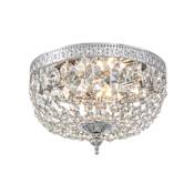 Crystorama Lighting Group Ceiling Mount 2 Light 8" Wide Flush Mount Bowl Ceiling Fixture with Handcut Crystal Accents Polished Chrome