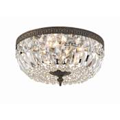 Crystorama Lighting Group Ceiling Mount 3 Light 12" Wide Flush Mount Bowl Ceiling Fixture with Handcut Crystal Accents English Bronze