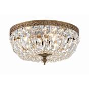 Crystorama Lighting Group Ceiling Mount 3 Light 12" Wide Flush Mount Bowl Ceiling Fixture with Handcut Crystal Accents Olde Brass