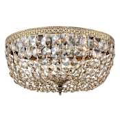 Crystorama Lighting Group Ceiling Mount 3 Light 14" Wide Flush Mount Bowl Ceiling Fixture with Golden Teak Hand Cut Crystal Accents Olde Brass