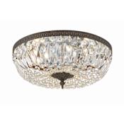 Crystorama Lighting Group Ceiling Mount 3 Light 16" Wide Flush Mount Bowl Ceiling Fixture with Handcut Crystal Accents English Bronze