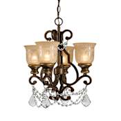 Crystorama Lighting Group Norwalk 4 Light 17" Wide Crystal Pendant with Patterned Glass Shades and Hand Cut Crystal Accents Bronze Umber