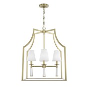 Crystorama Lighting Group Baxter 4 Light 22" Wide Chandelier with Silk Shades Aged Brass