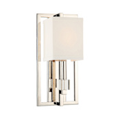 Crystorama Lighting Group Dixon 15" Tall Wall Sconce with Silk Shade and Clear Crystal Accents Polished Nickel