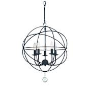 Crystorama Lighting Group Solaris 5 Light 17" Wide Cage Pendant with Clear Glass Accents Black