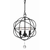 Crystorama Lighting Group Solaris 3 Light 13" Wide Cage Pendant with Clear Glass Accents Black