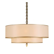 Crystorama Lighting Group Luxo 5 Light 26" Wide Drum Chandelier with Silk Shade Antique Brass