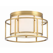 Crystorama Lighting Group Hulton 2 Light 15" Wide Flush Mount Drum Ceiling Fixture with Silk Shade Luxe Gold
