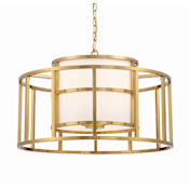 Crystorama Lighting Group Hulton 5 Light 25" Wide Drum Chandelier with Silk Shade Luxe Gold
