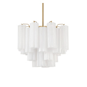 Crystorama Lighting Group Addis 4 Light 18" Wide Waterfall Chandelier with White Glass Shades Aged Brass