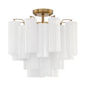 Crystorama Lighting Group Addis 4 Light 18" Wide Semi-Flush Waterfall Ceiling Fixture with White Glass Shades Aged Brass