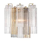 Crystorama Lighting Group Addis 2 Light 15" Tall Wall Sconce with Autumn Tronchi Glass Shade Aged Brass