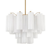 Crystorama Lighting Group Addis 6 Light 20" Wide Waterfall Chandelier with White Glass Shades Aged Brass