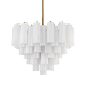 Crystorama Lighting Group Addis 12 Light 27" Wide Waterfall Chandelier with White Glass Shades Aged Brass