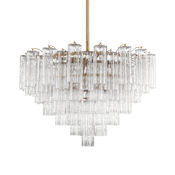 Crystorama Lighting Group Addis 16 Light 32" Wide Waterfall Chandelier with Clear Glass Shades Aged Brass