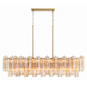 Crystorama Lighting Group Addis 14 Light 52" Wide Crystal Linear Chandelier with Amber Crystal Shades Aged Brass