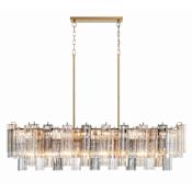 Crystorama Lighting Group Addis 14 Light 52" Wide Crystal Linear Chandelier with Autumn Crystal Shades Aged Brass