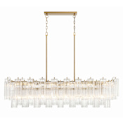 Crystorama Lighting Group Addis 14 Light 52" Wide Crystal Linear Chandelier with Clear Crystal Shades Aged Brass