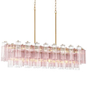 Crystorama Lighting Group Addis 14 Light 52" Wide Linear Chandelier with Spring Tronchi Glass Aged Brass