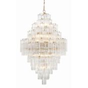 Crystorama Lighting Group Addis 20 Light 31" Wide Crystal Waterfall Chandelier with Clear Crystal Shades Aged Brass
