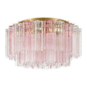 Crystorama Lighting Group Addis 7 Light 23" Wide Flush Mount Ceiling Fixture with Spring Tronchi Glass Aged Brass