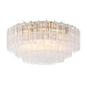Crystorama Lighting Group Addis 16 Light 32" Wide Flush Mount Drum Ceiling Fixture with Clear Tronchi Glass Shade Aged Brass