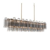 Crystorama Lighting Group Addis 16 Light 65" Wide Linear Chandelier with Smoke Glass Shades Aged Brass